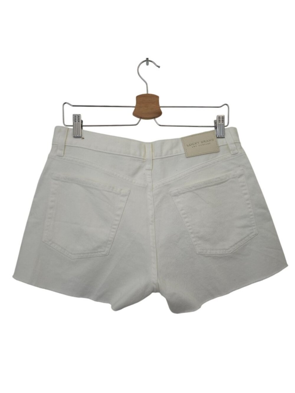 Lucky Brand White Embroidered Denim Relaxed Shorts Frayed Hem Women's Sz 8/29 - Picture 2 of 9